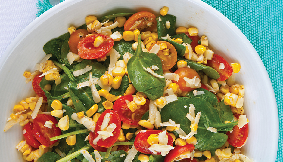 Grilled Corn, Cheddar & Tomato Salad