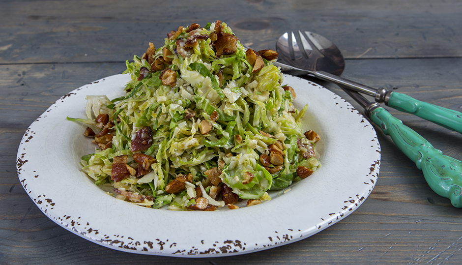 Shaved Brussels Sprout, Bacon & Cheddar Salad