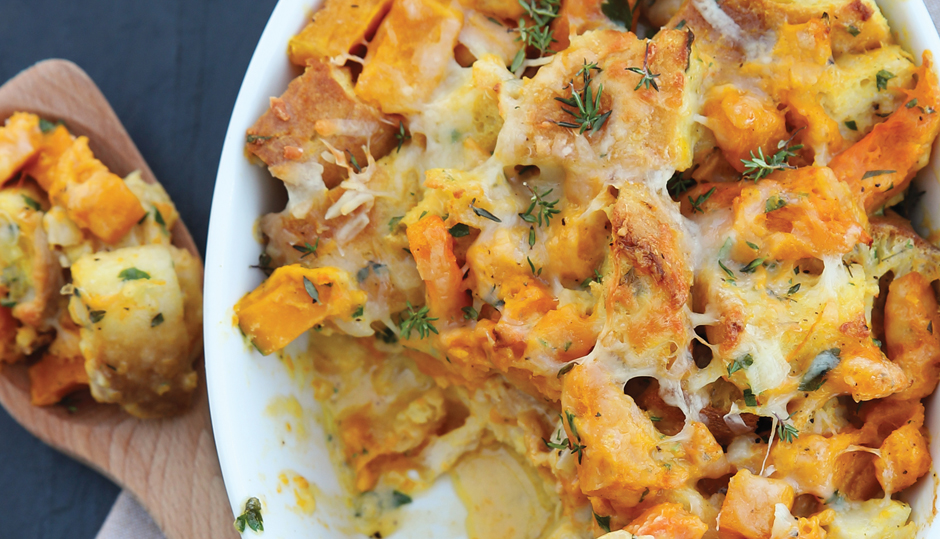 Butternut Squash and Cheddar Bread Pudding