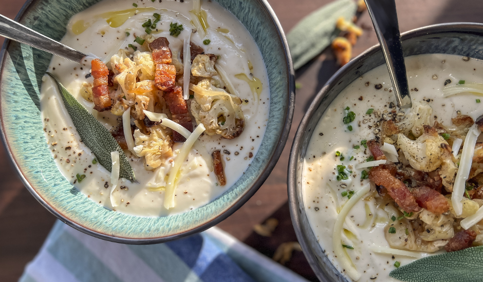 Roasted Cauliflower & Cheddar Soup