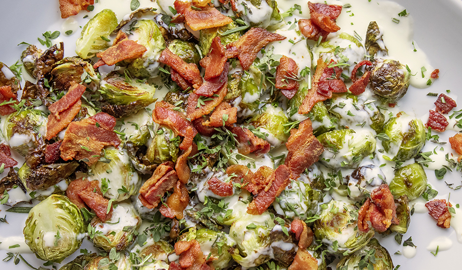 Roasted Brussels Sprouts & Creamy Cheddar