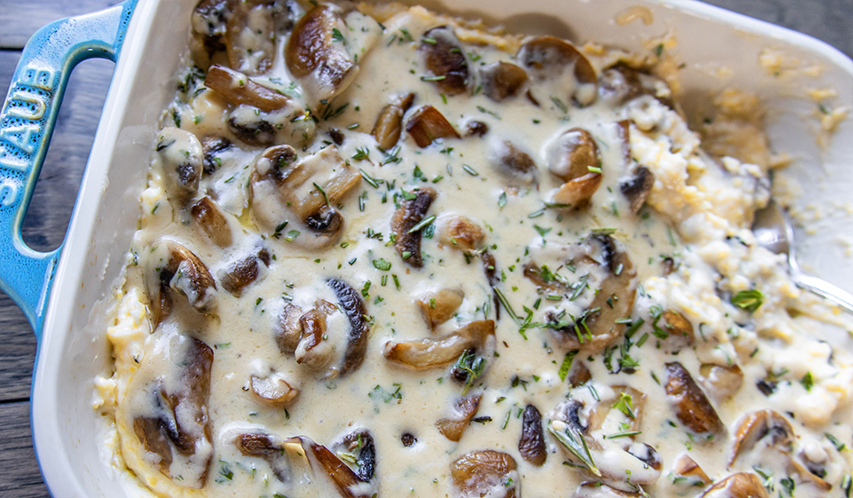 Creamy Cheddar Mushrooms